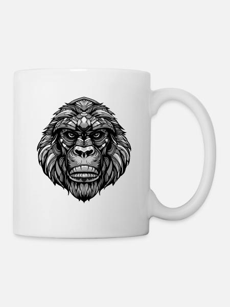 Tête d’animal de gorille - Mug blanc - blanc