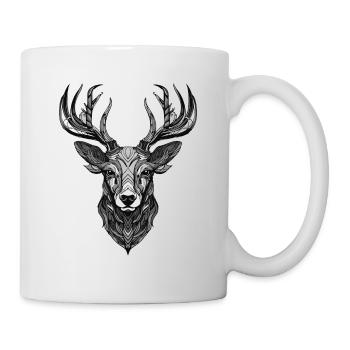 Hirsch Tier Kopf - Tasse - Weiß - Rechts