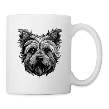 Yorkshire Terrier Hund Porträt - Tasse - Weiß - Rechts