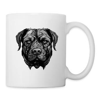 Mastiff Hund Porträt - Tasse - Weiß - Rechts