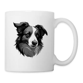 Border Collie Hund Porträt - Tasse - Weiß - Rechts