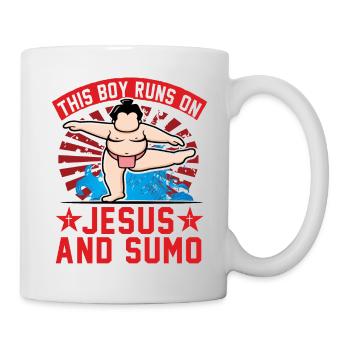 Ce garçon court sur Jésus et le sumo - Mug blanc - blanc - Droite