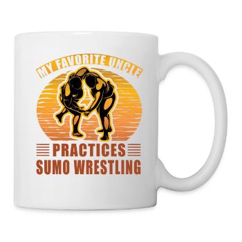 Mon oncle préféré pratique la lutte sumo - Mug blanc - blanc - Droite