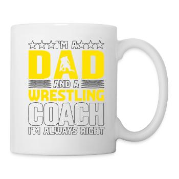 Je suis papa et entraîneur de lutte, j’ai toujours raison - Mug blanc - blanc - Droite