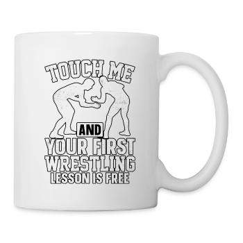 Touch men and your first Wrestling lesson is free - Mug - white - Right