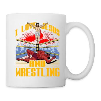 J’aime Jésus et la lutte - Mug blanc - blanc - Droite