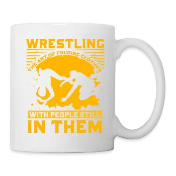 Wrestling the art of folding clothes with people - Mug - white - Right