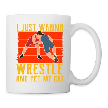 Je veux juste lutter et caresser mon chat - Mug blanc - blanc - Droite