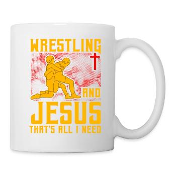 Wrestling and Jesus that's all I need - Tasse - Weiß - Rechts