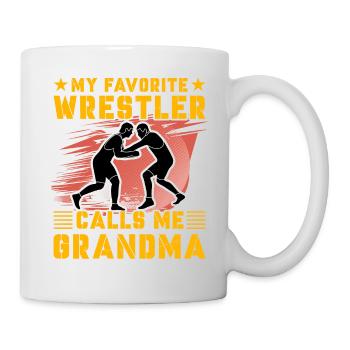 My favorite Wrestler calls me Grandma - Tasse - Weiß - Rechts