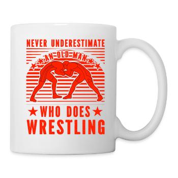 Never underestimate an old man who does Wrestling - Tasse - Weiß - Rechts