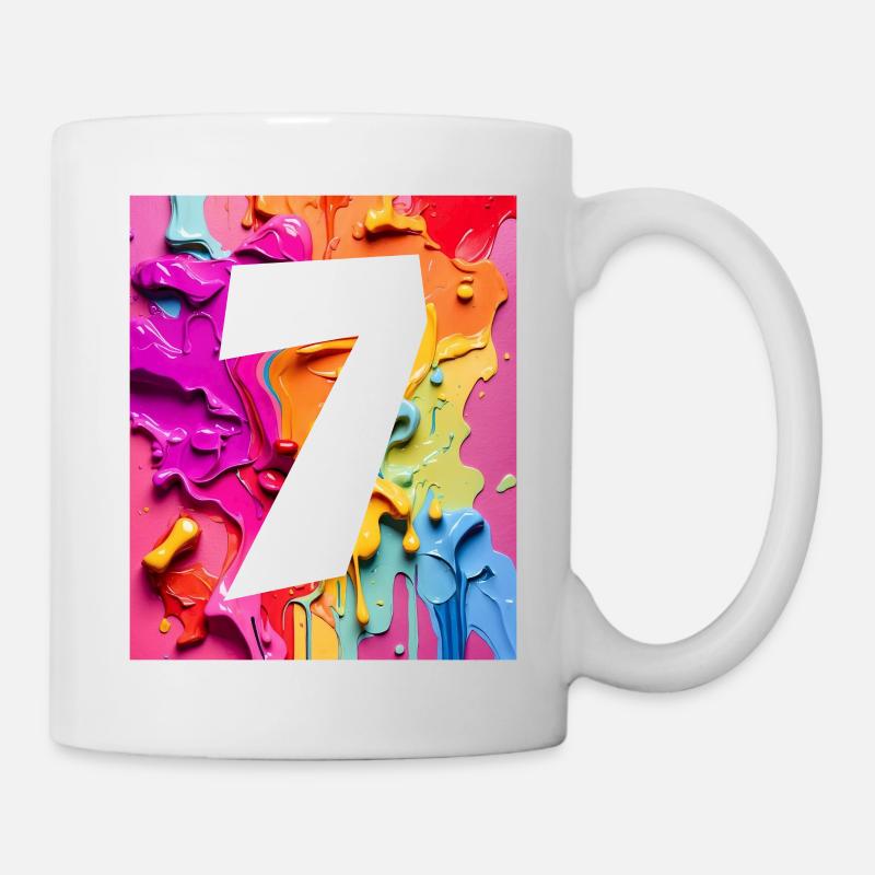 NR. 7 NUMMER 7 BUNT 7. GEBURTSTAG - Tasse - Weiß