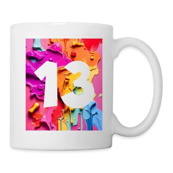 NR. 13 NUMMER 13 BUNT 13. GEBURTSTAG - Tasse - Weiß - Rechts