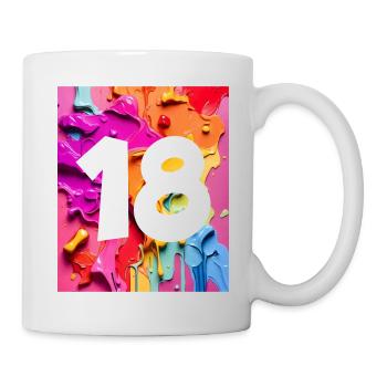 NON. 18 NUMÉRO 18 COLORÉ 18E ANNIVERSAIRE - Mug blanc - blanc - Droite