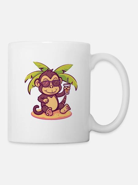 Affe Sommer Strand Urlaub - Tasse - Weiß