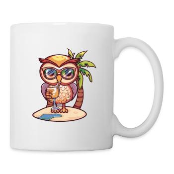 Owl Summer Beach Vacation - Mug - white - Right