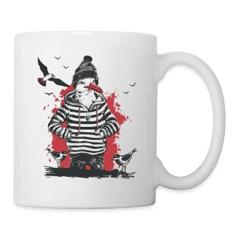 Möwe Matrose Kapitän Seemann Nordsee Ostsee Moin - Tasse - Weiß - Rechts