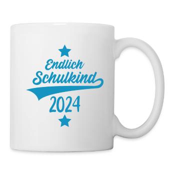 EINSCHULUNG 1. KLASSE ENDLICH SCHULKIND 2024 - Tasse - Weiß - Rechts