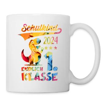 EINSCHULUNG SCHULKIND 2024 ENDLICH 1. KLASSE - Tasse - Weiß - Rechts