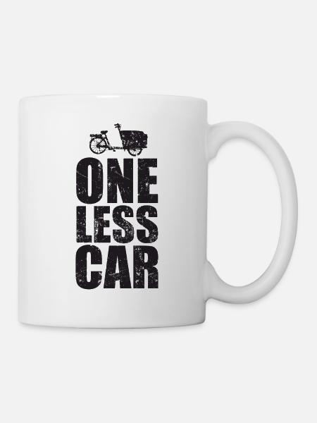 Ein Auto Weniger Fahrrad Vintage Cargobike - Tasse - Weiß