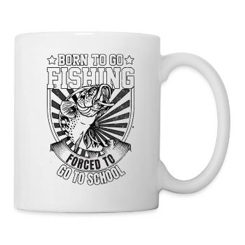 Né pour aller à la pêche, forcé d’aller à l’école - Mug blanc - blanc - Droite