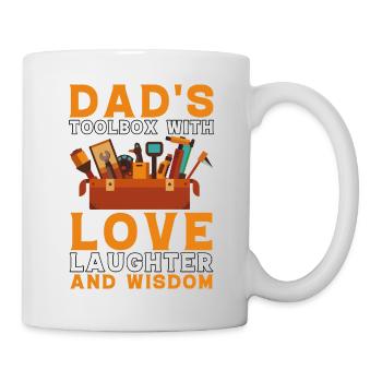 Papas Werkzeugkasten mit Liebe, Lachen und Weisheit - Tasse - Weiß - Rechts