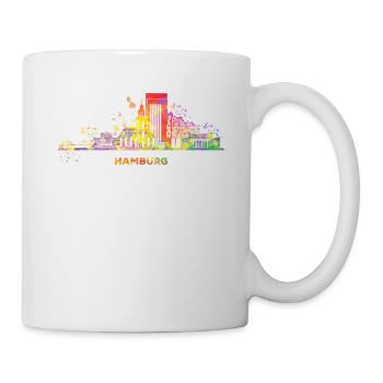 Hamburger Skyline Bunt Stadtbild Hamburg - Tasse - Weiß - Rechts