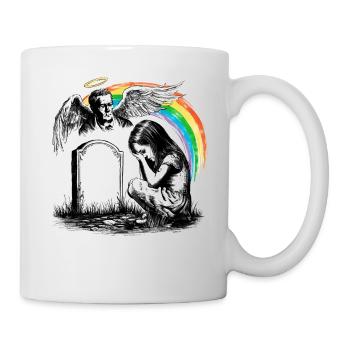 Trauernder Vater Tochter Grab Engel - Tasse - Weiß - Rechts