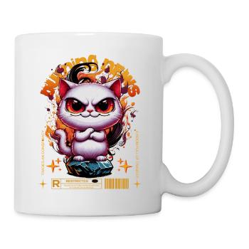 BURNING NEWS Caution cat - Tasse - Weiß - Rechts