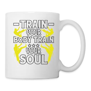 Trainiere deinen Körper, trainiere deine Seele - Tasse - Weiß - Rechts