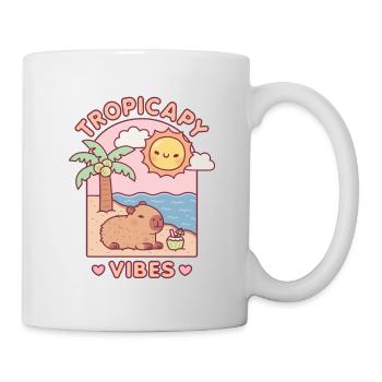 Cute Capybara Chilling On Beach Tropicapy Vibes - Mug - white - Right