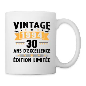 30 Jahre 1994 Vintage Jubiläumsgeschenk - Tasse - Weiß - Rechts