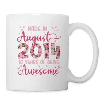 August 2014 10 Jahre Jubiläum Geschenk für Mädchen - Tasse - Weiß - Rechts