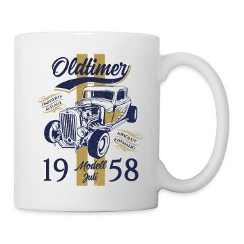 66. Geburtstag Oldtimer Juli 1958 Jahrgang 1958 - Tasse - Weiß - Rechts