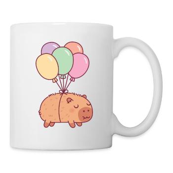 Süßes Capybara mit Luftballons - Tasse - Weiß - Rechts