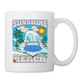 Retro Strand Urlaub Palmen Meer Kult Boot DDR Ossi - Tasse - Weiß - Rechts