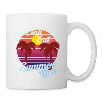 chill out summertime - Palmen im Sonnenuntergang - Tasse - Weiß - Rechts