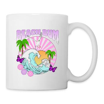 Beach Bum - Meer Palmen Möwe Vintage Blumen Sonne - Tasse - Weiß - Rechts