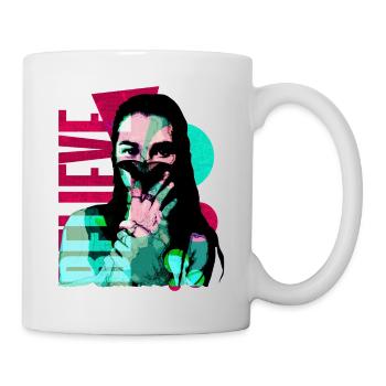 Femme avec papillon - Mug blanc - blanc - Droite