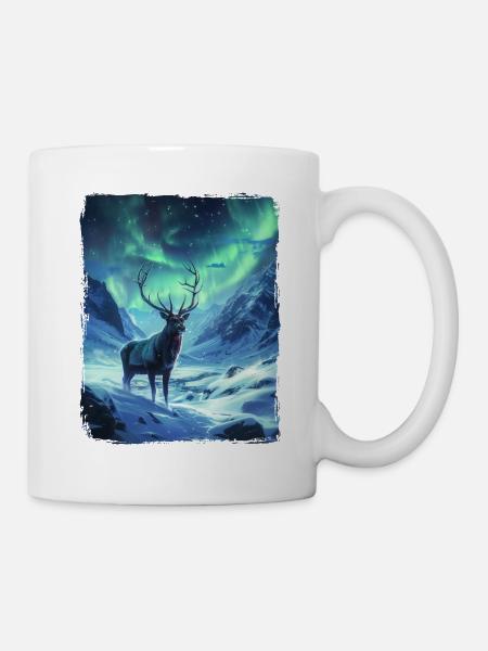 Aurores boréales Cerf Animal Aurore boréale Cerf - Mug blanc - blanc