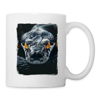 Yellow Eyes Black Snake Python Cobra Reptile Viper - Mug - white - Right
