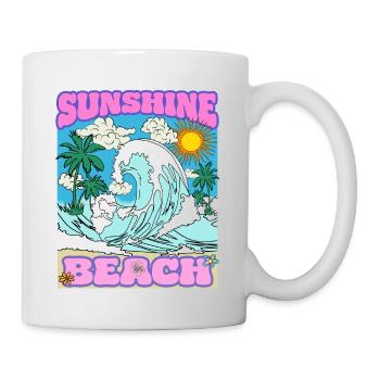Sunshine Beach - Vintage Retro Meer Strand Motiv - Tasse - Weiß - Rechts