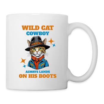 Wildkatze Cowboy landet immer auf seinen Stiefeln - Tasse - Weiß - Rechts