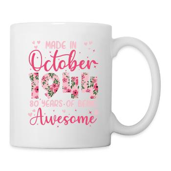 Octobre 1944 Anniversaire 80 Ans Pour Femmes - Mug blanc - blanc - Droite