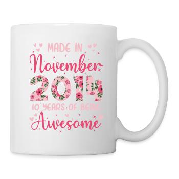 November 2014 10. Geburtstag der Mädchen - Tasse - Weiß - Rechts