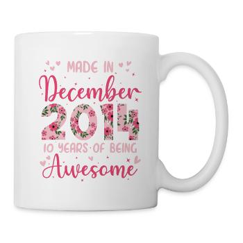 Dezember 2014 10-jähriges Jubiläum für Mädchen - Tasse - Weiß - Rechts