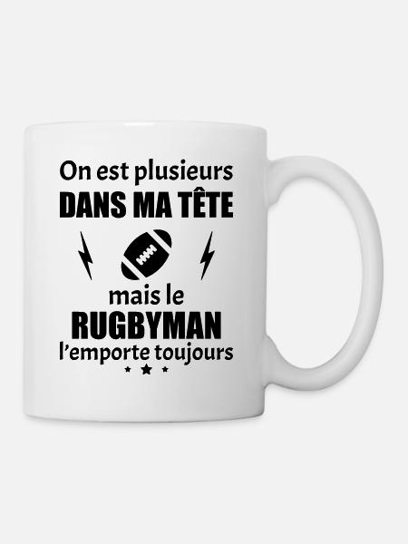 On est plusieurs dans ma tête Rugbyman, rubgy - Mug blanc - blanc