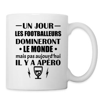 Un jour les footballeurs domineront le monde, noël - Mug blanc - blanc - Droite