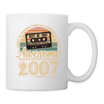 Jahrgang 2007 Geburtstagsgeschenk Geboren 2007 - Tasse - Weiß - Rechts