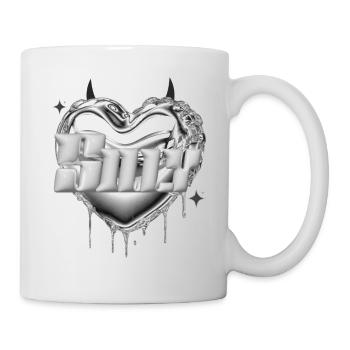 Silbernes Herz Metall - Tasse - Weiß - Rechts